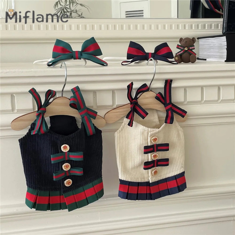 Miflame Spring Bow Dress for Small Dogs & Cats (Hairbands Sold Separately)