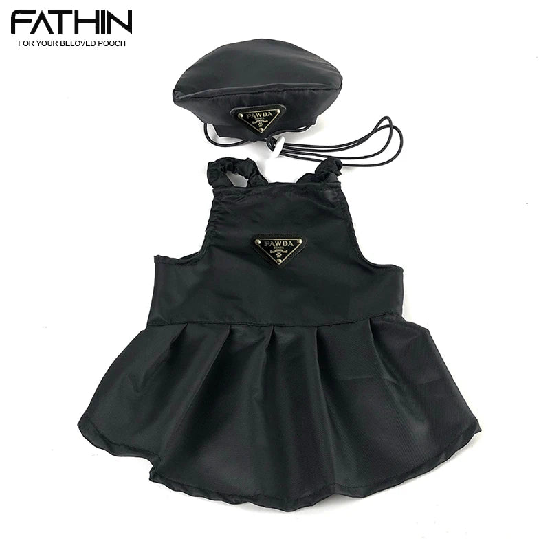 FATHIN Luxury Pet Skirt: Black Strap Dress for Small & Medium Dogs and Cats (XS-XXL)