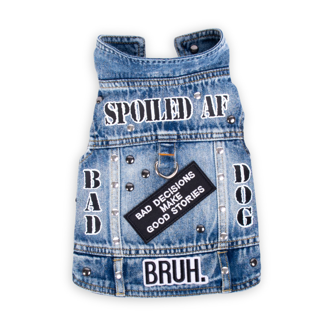 Spoiled AF Embellished Denim Pet Jacket