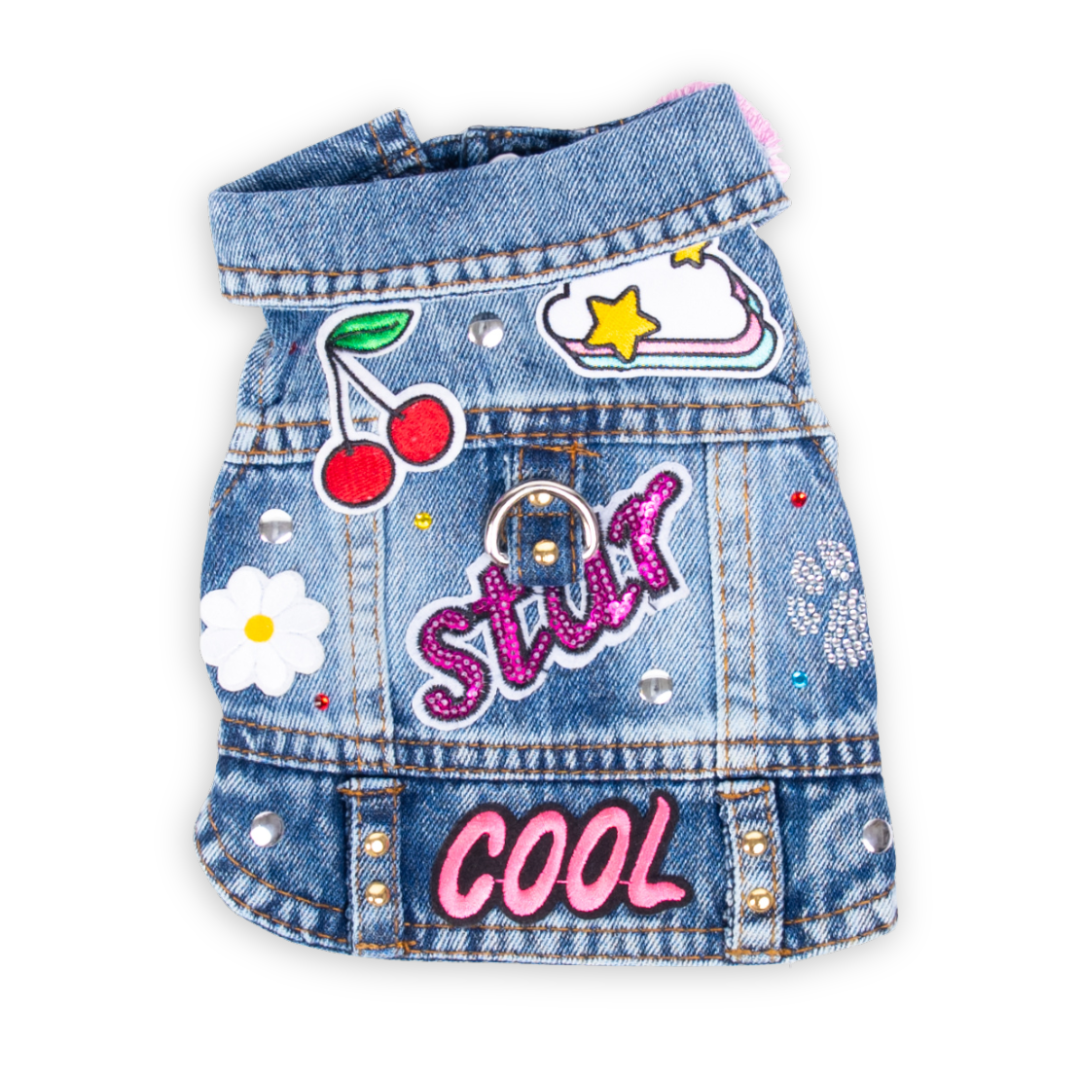 Star Cool - Embellished Denim Pet Jacket