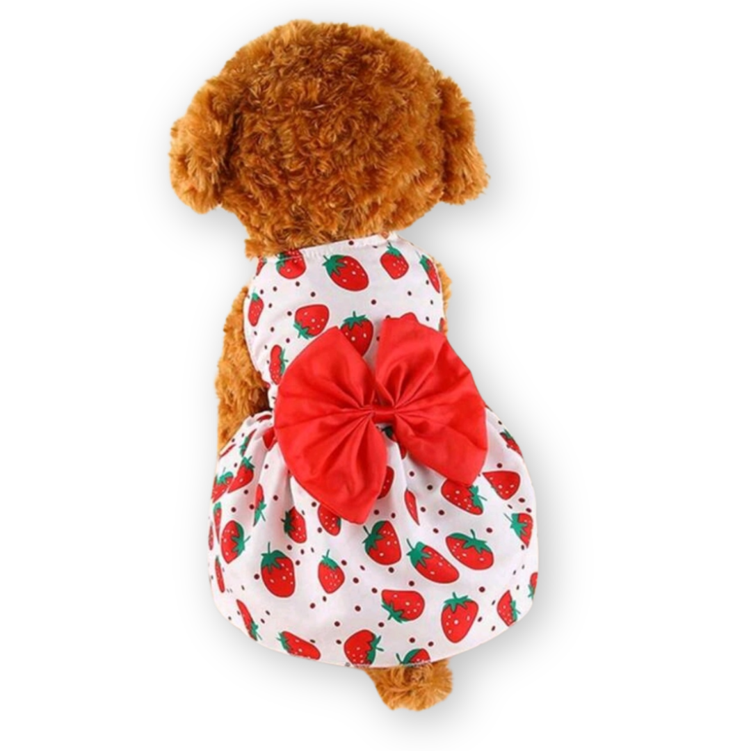 Strawberry Bow Pet Dress