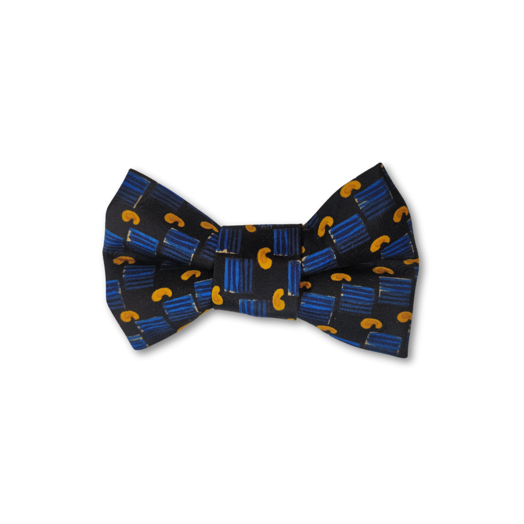 Upcycled Bow Tie - Blue and Gold