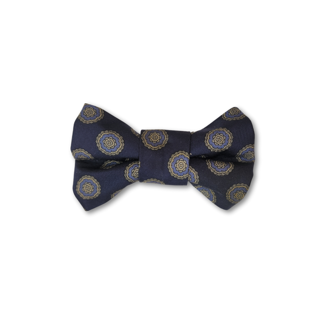 Upcycled Bow Tie -  Blue Medallion