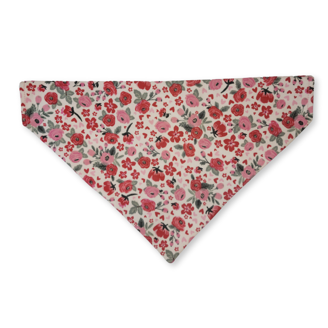 Puppy Love & Floral Hearts Pet Bandana (Reversible)
