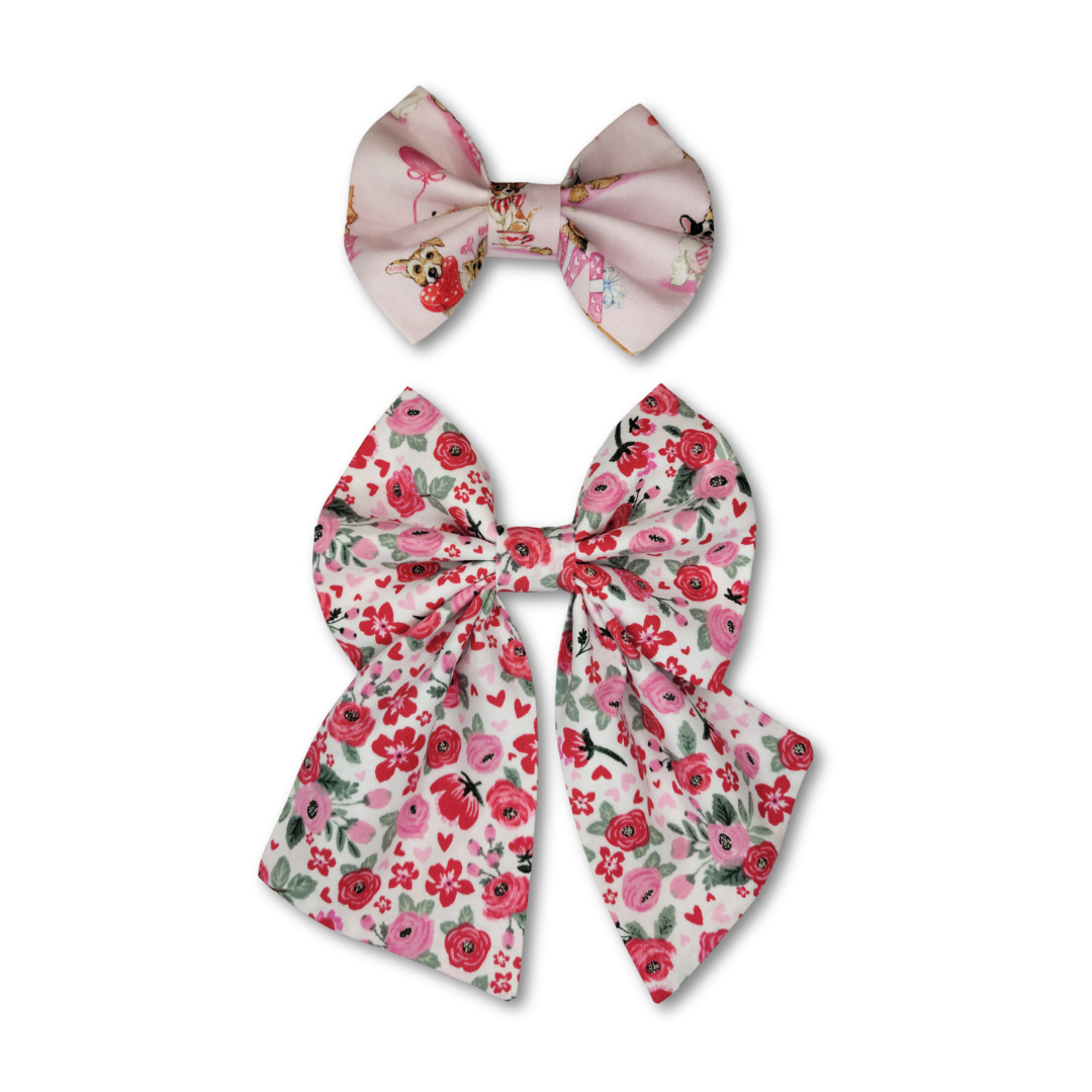 Puppy Love & Floral Hearts Pet Bandana (Reversible)