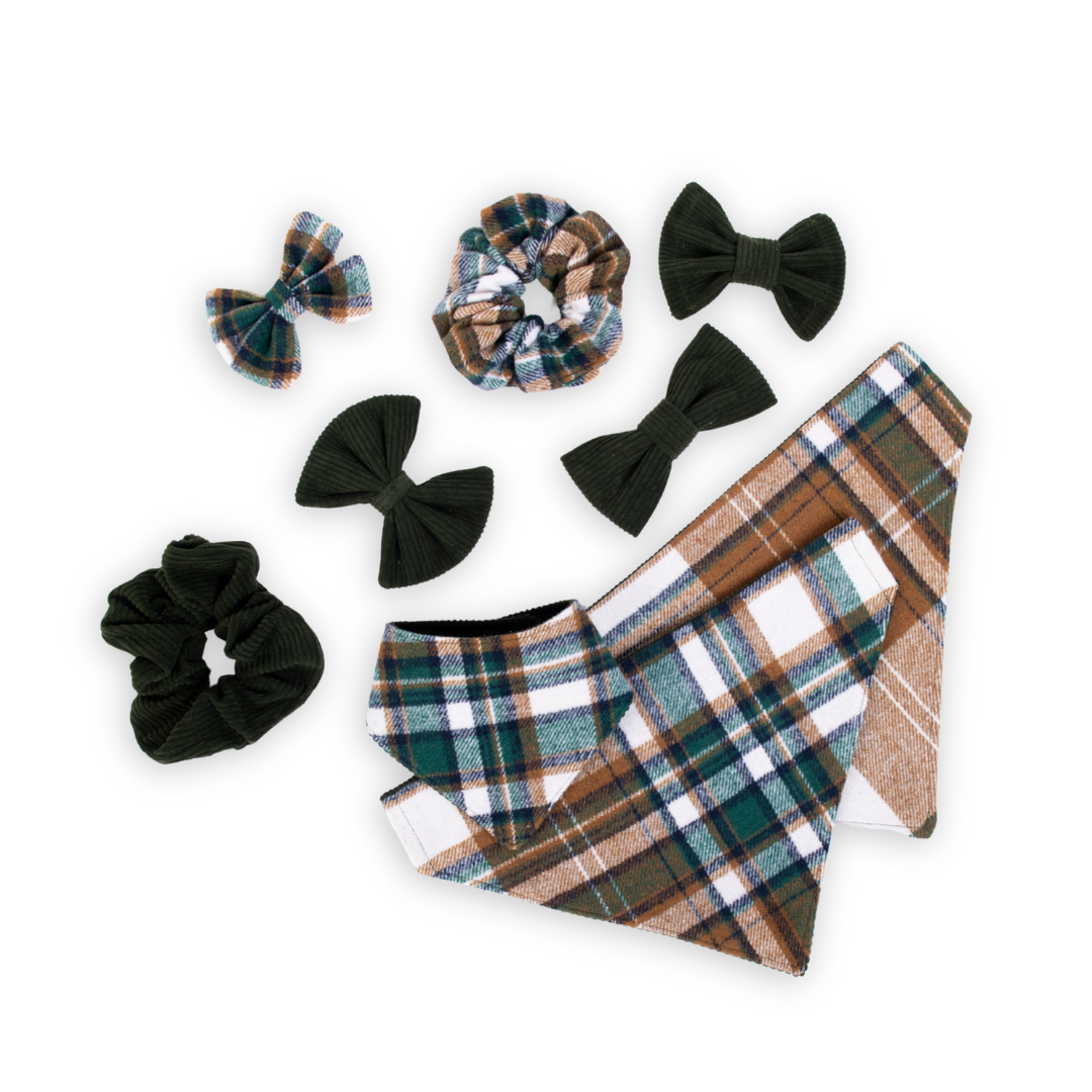 Green Corduroy Pet Bow Tie