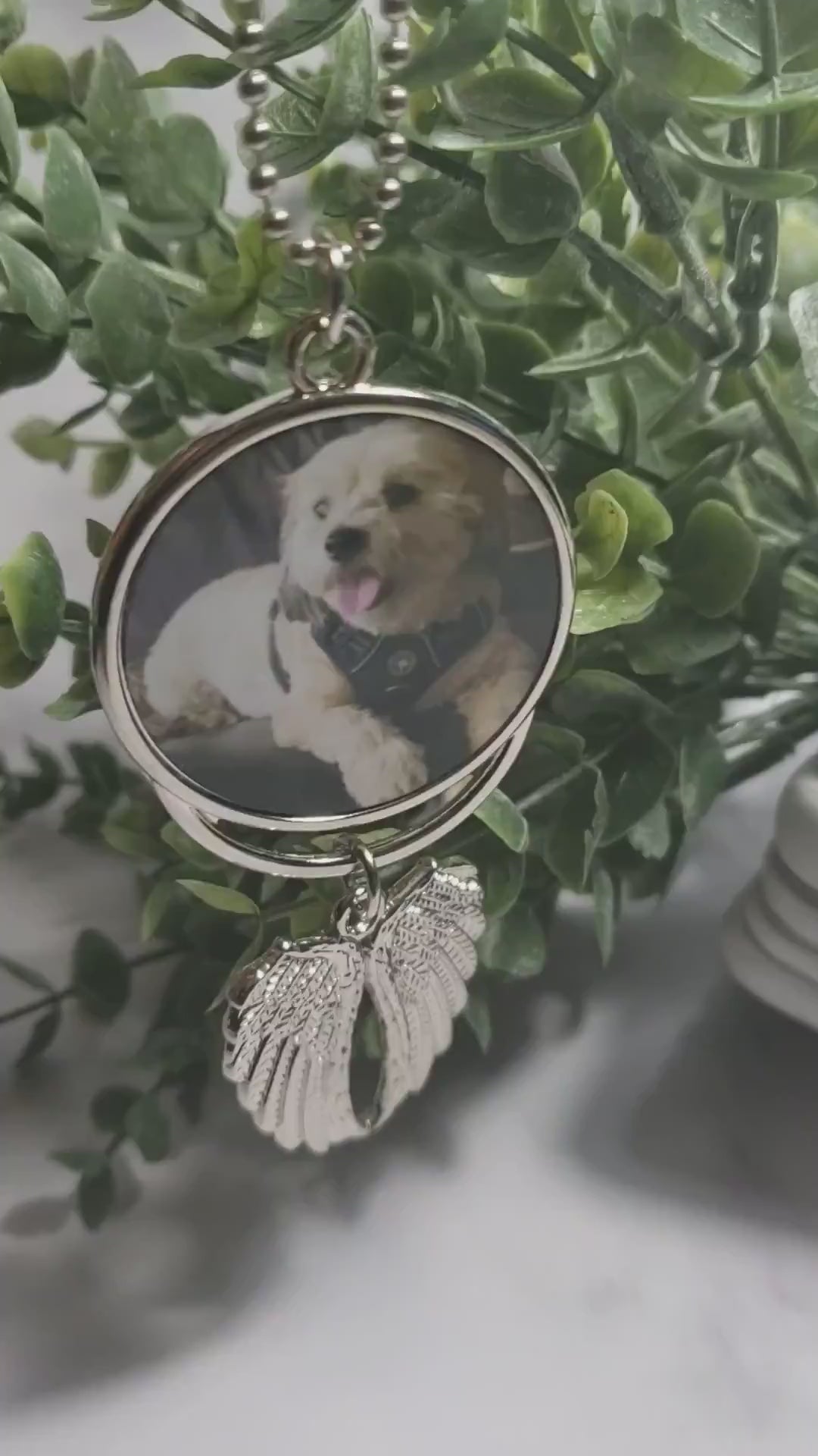 Angel Wing Pet Photo/Memorial Car Charm (Reversible)