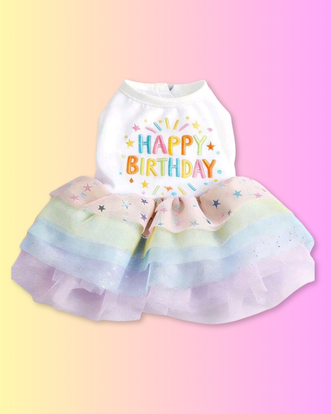 Embroidered Happy Birthday Dress