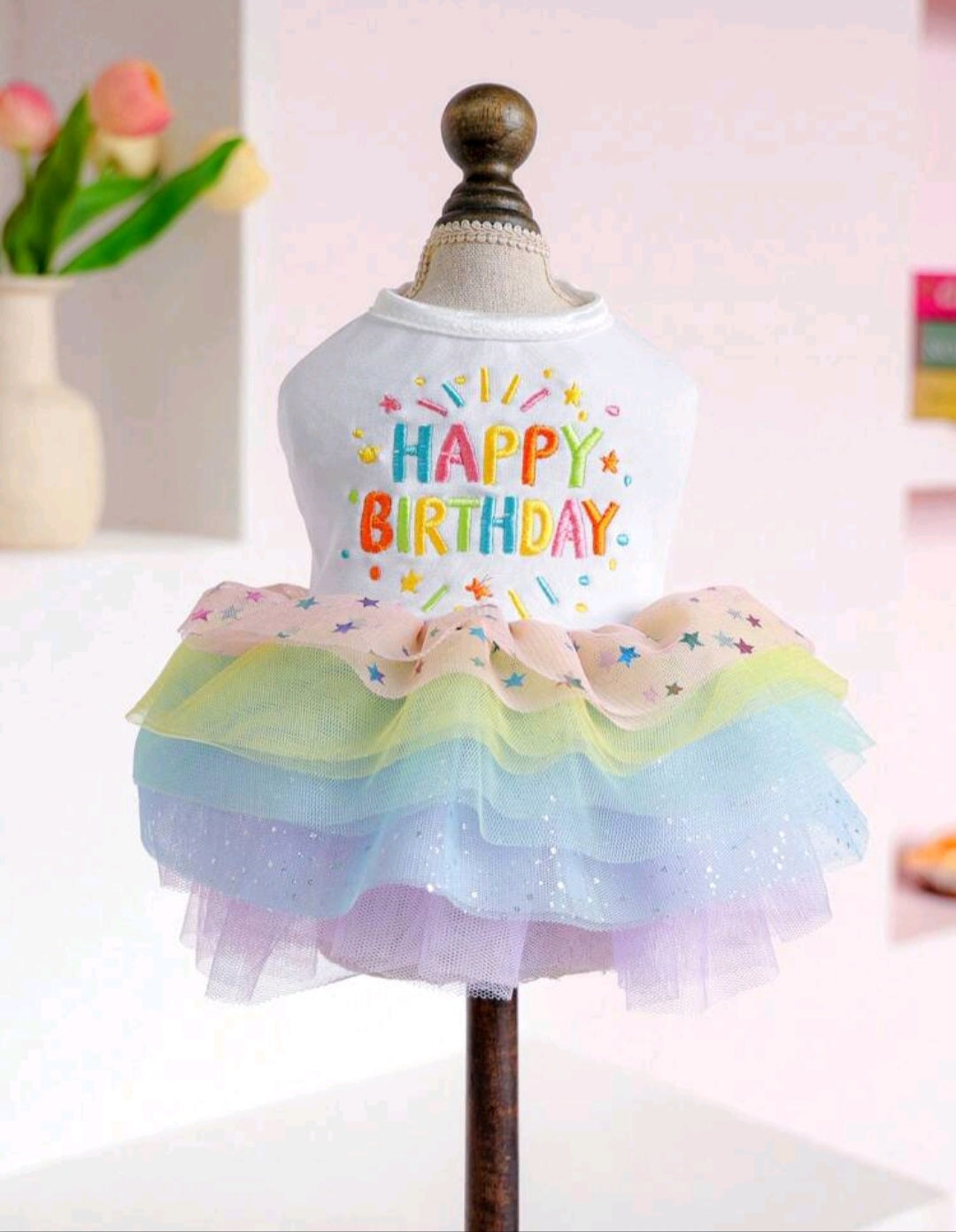 Embroidered Happy Birthday Dress